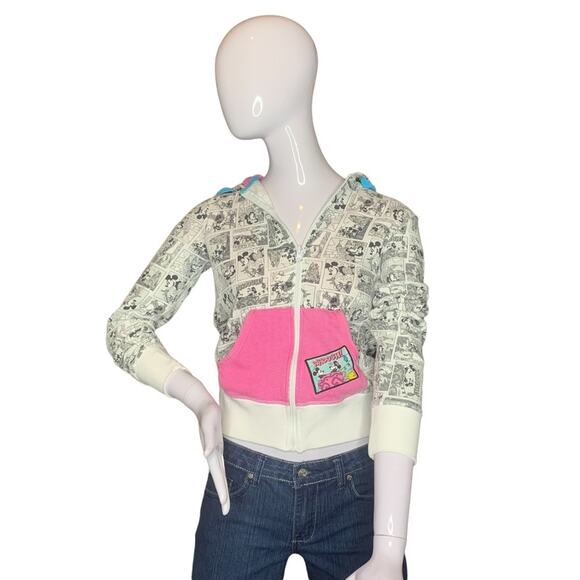 Disney Mickey and Minnie Hoodie Zipper down Black and White Printed Size… - Picture 3 of 13